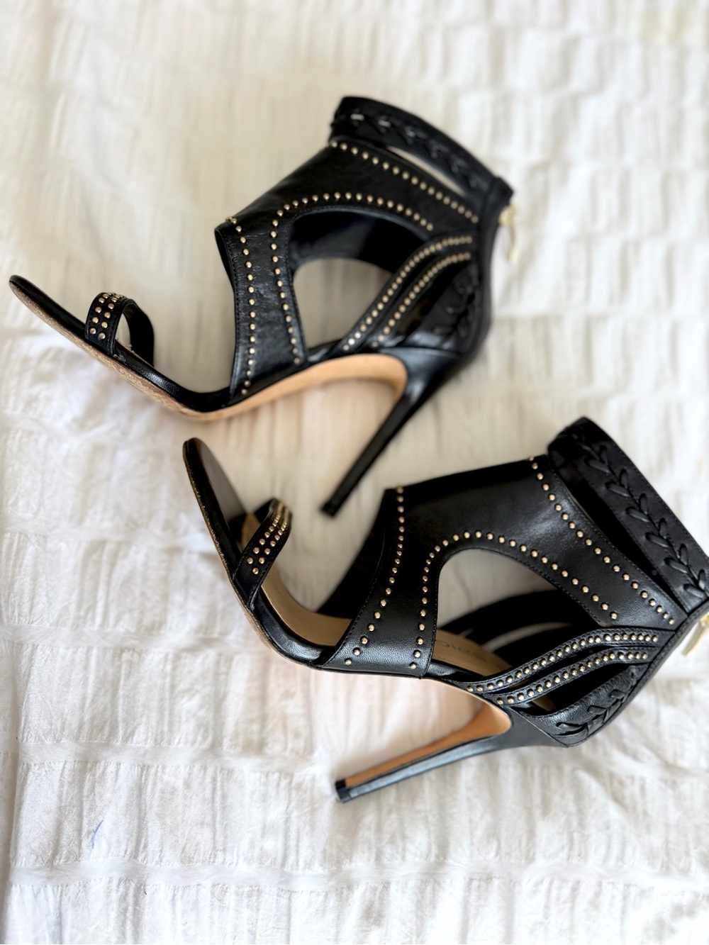 Via Spiga Studded Black High-Heel Sandal